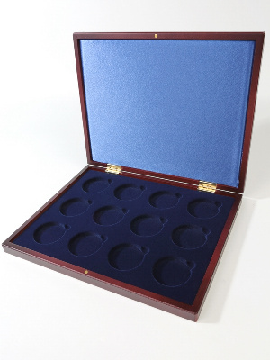 Футляр деревянный Volterra Uno (304х244х31 мм) для монет в капсулах d-50 мм (12 ячеек)