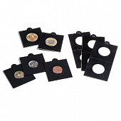 Холдеры для монет d-22,5 мм, самоклеющиеся (упаковка 50 шт). Чёрные. Leuchtturm