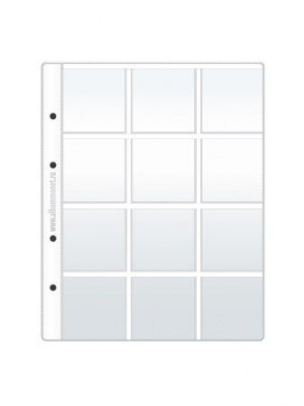 Листы-обложки ОПТИМА (Россия) (201х251 мм) с белой основой на 12 ячеек (50х50 мм). Двусторонний. Упаковка из 10 листов. Albommonet