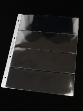 Листы-обложки ГРАНДЕ (Россия) (250х311 мм) из прозрачного пластика на 4 ячейки (225х67 мм). Professional. Упаковка из 10 листов. Albommonet, ЛБГ4