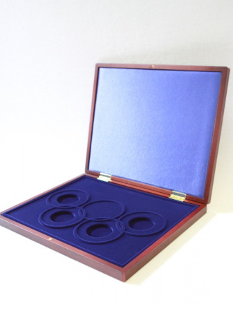 Футляр деревянный Volterra Uno (304х244х31 мм) для 4 Олимпийских монет Сочи-2014 в капсулах (5 колец)