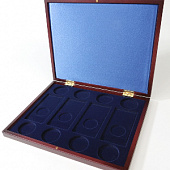 Футляр деревянный Volterra Uno (304х244х31 мм) для 4 обычных монет 25 рублей в капсулах, 4 цветных монет 25 рублей в блистере и 4 серебряных монет 3 рубля в капсулах