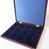 Футляр деревянный Volterra Uno (304х244х31 мм) для монет в капсулах d-50 мм (12 ячеек)