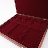Футляр деревянный Vintage S (305х247х40 мм) на 5 медалей РФ d-32 мм и 3 удостоверения
