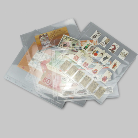 Листы-обложки J2.0 OPTIMA 4C (202х257 мм) из прозрачного пластика на 4 ячейки (183х57 мм). Упаковка из 10 листов. PCCB MINGT, 810436