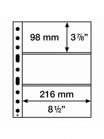 Листы-обложки GRANDE SH312-3C (242х312 мм) из тонкого прозрачного пластика на 3 ячейки (216х98 мм). Упаковка из 50 листов. Leuchtturm, 358074