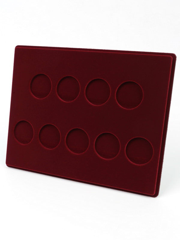  Планшет S (234х296х12 мм) для монет в капсулах d-46 мм (9 ячеек), тёмно-бордовый