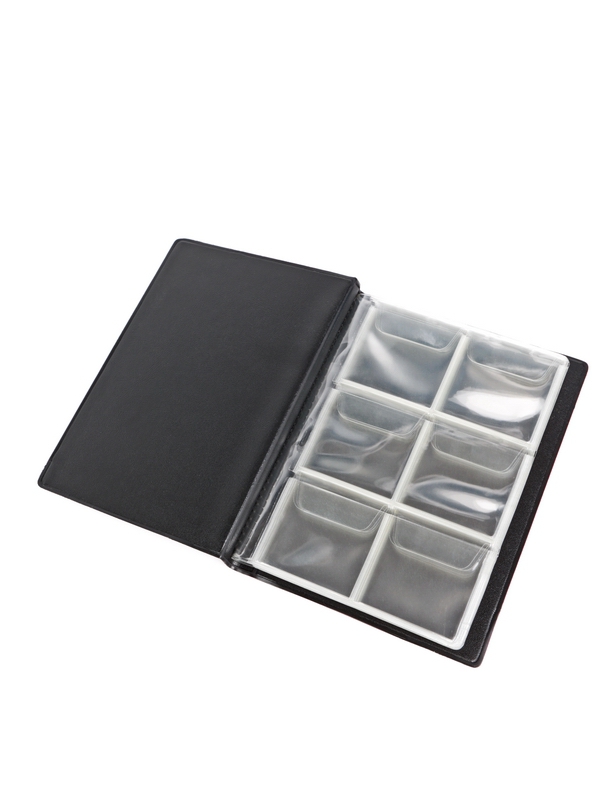 Карманный монетный альбом 116х154х13 мм для размещения 60 монет, вертикальный, тёмно-синий