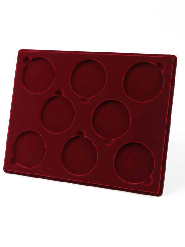  Планшет S (234х296х12 мм) на 8 капсул Leuchtturm CAPS XL 21-62. Для монет диаметром от 21 до 62 мм, тёмно-бордовый