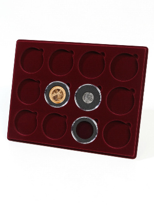 Планшет S (234х296х12 мм) для монет в капсулах d-58 мм (12 ячеек)