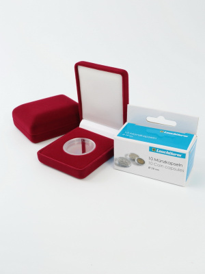 Футляр (61х79х32 мм) для монеты, медали диаметром 28 мм в капсуле Leuchtturm (диаметр ячейки 34 мм) Футляр (61х79х32 мм) для монеты, медали диаметром 28 мм в капсуле Leuchtturm (диаметр ячейки 34 мм)