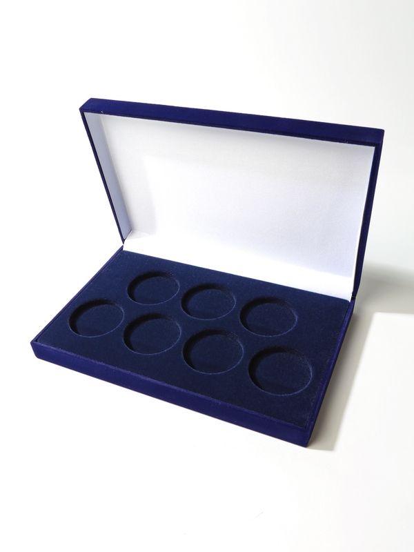Футляр (220х143х34 мм) на 7 монет в капсулах (диаметр 44 мм), тёмно-синий