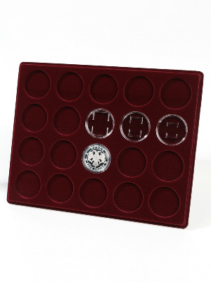 Планшет S (234х296х12 мм) для монет в капсулах d-46 мм (20 ячеек)