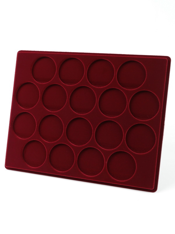 Планшет S (234х296х12 мм) для 18 монет в капсулах CAPS 46 Leuchtturm. Диаметр ячейки 52 мм, тёмно-бордовый  Планшет S (234х296х12 мм) для 18 монет в капсулах CAPS 46 Leuchtturm. Диаметр ячейки 52 мм, тёмно-бордовый