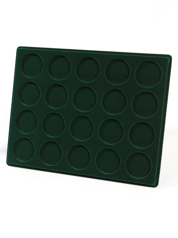  Планшет S (234х296х12 мм) для монет в капсулах d-46 мм (20 ячеек), зелёный