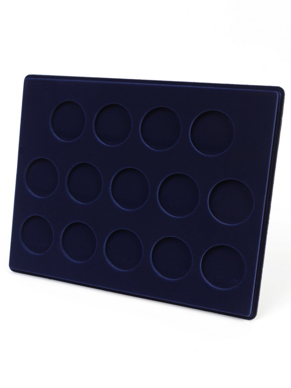  Планшет S (234х296х12 мм) для монет в капсулах d-46 мм (14 ячеек), тёмно-синий