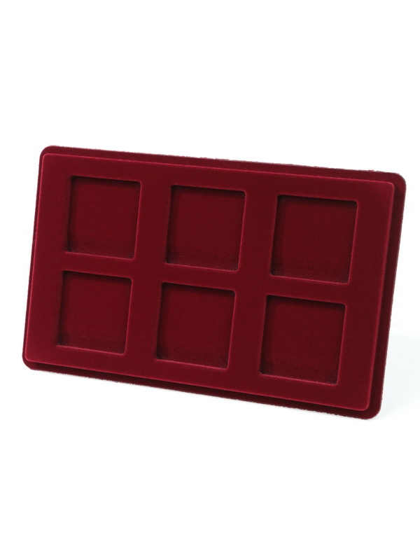 Планшет M (146х236х12 мм) для 6 монет в капсулах Quadrum (50х50х6 мм), тёмно-синий