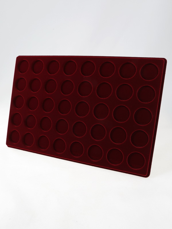 Планшет L (222х333х13 мм) для 40 монет в капсулах CAPS 25 Leuchtturm. Диаметр ячейки 32 мм, тёмно-бордовый  Планшет L (222х333х13 мм) для 40 монет в капсулах CAPS 25 Leuchtturm. Диаметр ячейки 32 мм, тёмно-бордовый