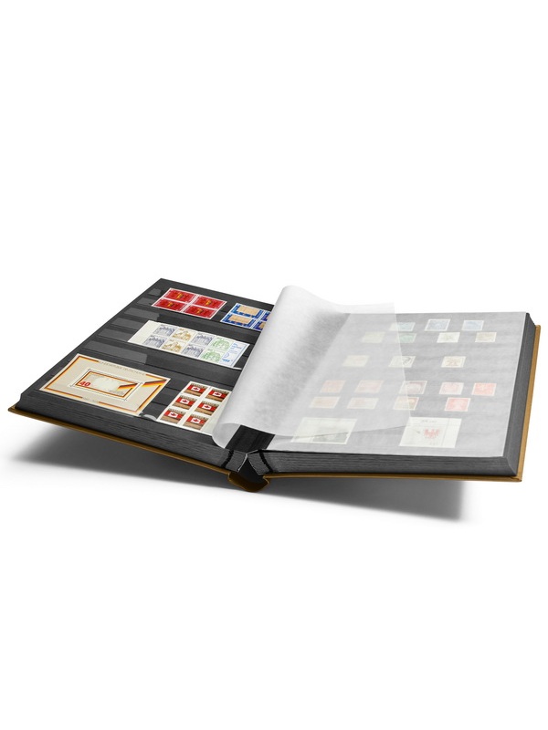 Альбом для марок (кляссер COMFORT). 32 листа (64 страницы) из чёрного картона. Metallic edition (Золотой). Leuchtturm, 358058