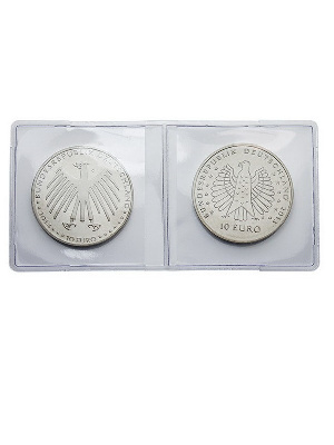 Двойные пакетики для монет (диаметром до 40 мм) из полимерной плёнки, складываются пополам. Упаковка 100 шт, Lindner, 2054