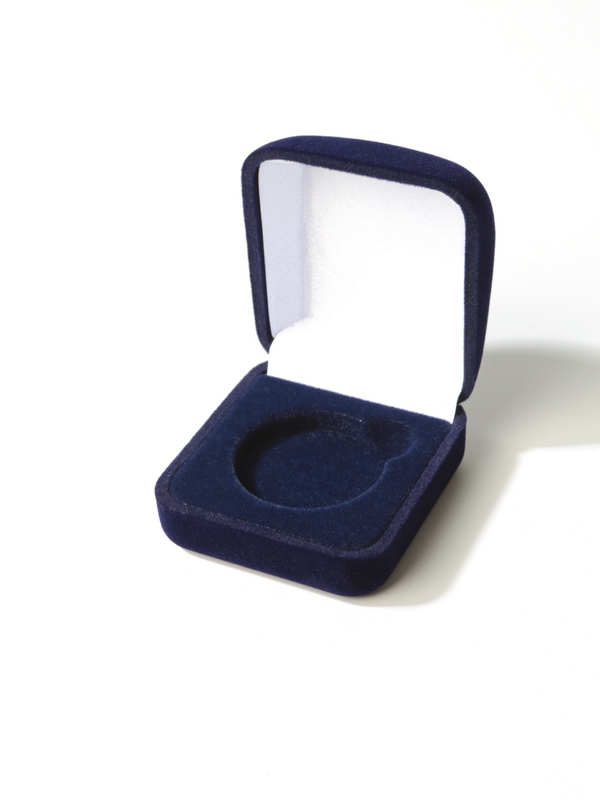 Футляр (55х60х36 мм) для одной монеты в капсуле (диаметр 33 мм), тёмно-синий