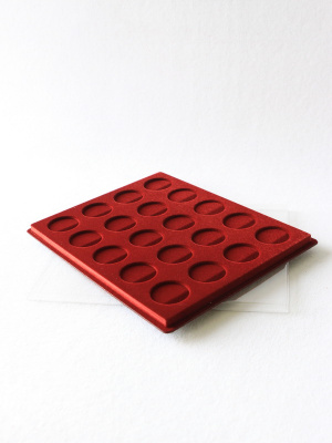 Планшет S (234х296х12 мм) для монет d-41 мм (20 ячеек), тёмно-бордовый  Планшет S (234х296х12 мм) для монет d-41 мм (20 ячеек), тёмно-бордовый