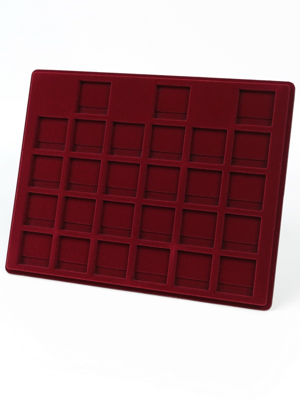 Планшет S (234х296х12 мм) для монет СССР регулярного выпуска. 1961–1991. В капсулах Quadrum Mini, тёмно-бордовый  Планшет S (234х296х12 мм) для монет СССР регулярного выпуска. 1961–1991. В капсулах Quadrum Mini, тёмно-бордовый