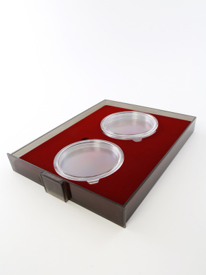  Кассета XXL для монет 10000 руб (золото 999, 1 кг ) или 100 руб (серебро 925, 1 кг) в капсулах, светло-бордовый