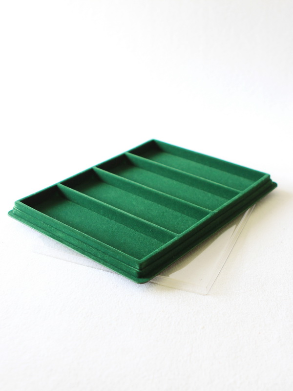 Планшет S (243х304х21 мм) на 4 ячейки (210х64х17 мм), зелёный