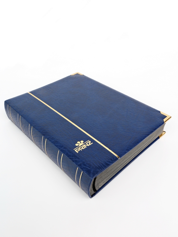 Альбом для марок (кляссер ROYAL). 30 листов (60 страниц) из чёрного картона с промежуточными прозрачными листами. Синий. Prinz, 6032