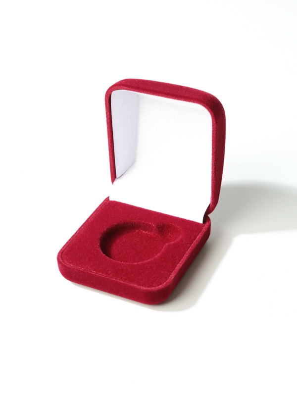 Футляр (55х60х36 мм) для одной монеты в капсуле (диаметр 28 мм), светло-бордовый