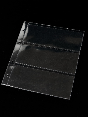 Лист формата НУМИС (Россия) (192х218 мм) из прозрачного пластика на 3 ячейки (170х63 мм). СомС, ЛБ3-N