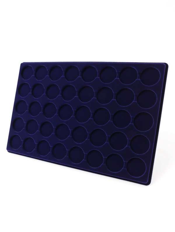  Планшет L (222х333х13 мм) для 40 монет в капсулах CAPS 29 и 30 Leuchtturm. Диаметр ячейки 35 мм, тёмно-синий