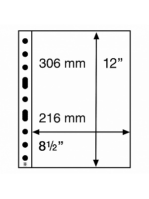 Листы-обложки GRANDE SH312-1C (242х312 мм) из тонкого прозрачного пластика на 1 ячейку (216х306 мм). Упаковка из 10 листов. Leuchtturm, 358072/10