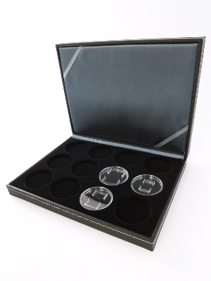 Футляр Nera XM из искусственной кожи (243х187х42 мм) для 12 монет в капсулах (диаметр 46 мм)
