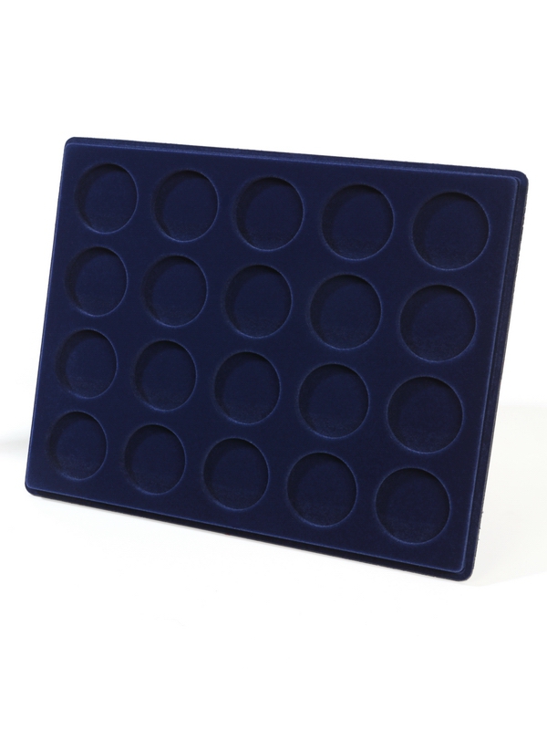  Планшет S (234х296х12 мм) для монет в капсулах d-44 мм (20 ячеек), тёмно-синий