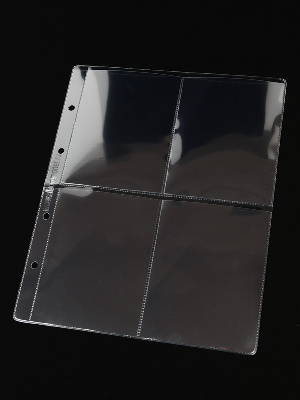 Лист формата ОПТИМА (Россия) (202х251 мм) из прозрачного пластика на 4 ячейки (86х114 мм). Standart. Albommonet, Л4-К