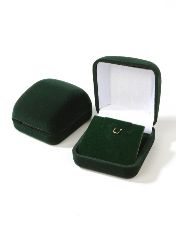 Футляр (53х59х33 мм) под серьги, подвеску (стойка), тёмно-зелёный