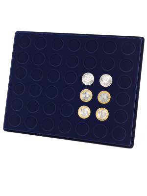 Планшет S (234х296х12 мм) для монет d-27 мм (42 ячейки), тёмно-синий  Планшет S (234х296х12 мм) для монет d-27 мм (42 ячейки), тёмно-синий