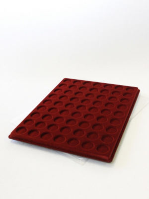 Планшет S (234х296х12 мм) для монет d-25 мм (63 ячейки), тёмно-бордовый  Планшет S (234х296х12 мм) для монет d-25 мм (63 ячейки), тёмно-бордовый