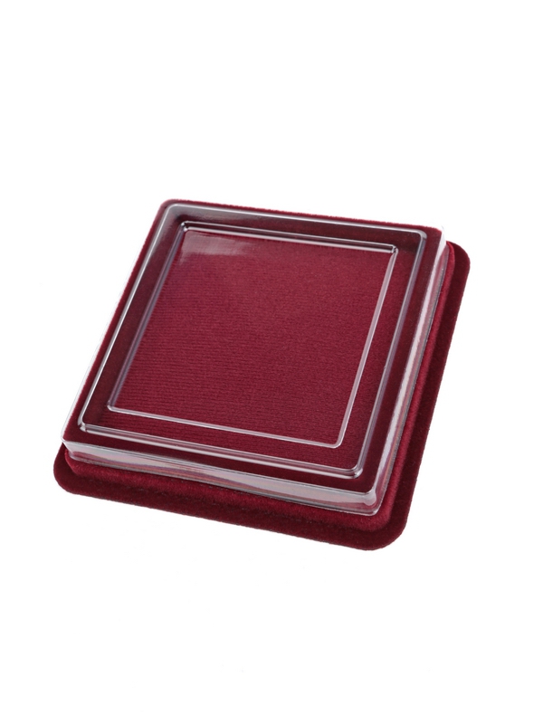  Сувенирная упаковка (106х106х20 мм) с поролоновой вставкой под универсальную медаль, тёмно-бордовый