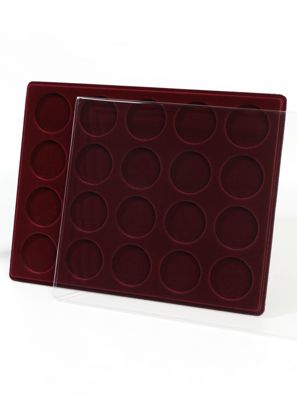  Планшет S (234х296х12 мм) для монет в капсулах d-46 мм (20 ячеек), тёмно-бордовый