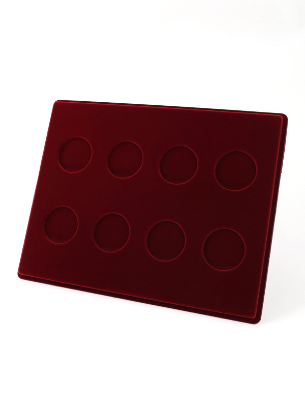 Планшет S (234х296х12 мм) для монет в капсулах d-46 мм (8 ячеек), тёмно-бордовый  Планшет S (234х296х12 мм) для монет в капсулах d-46 мм (8 ячеек), тёмно-бордовый
