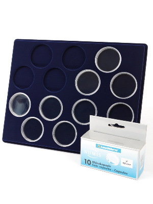 Планшет S (234х296х12 мм) для 14 монет в капсулах CAPS 48 Leuchtturm. Диаметр ячейки 54 мм