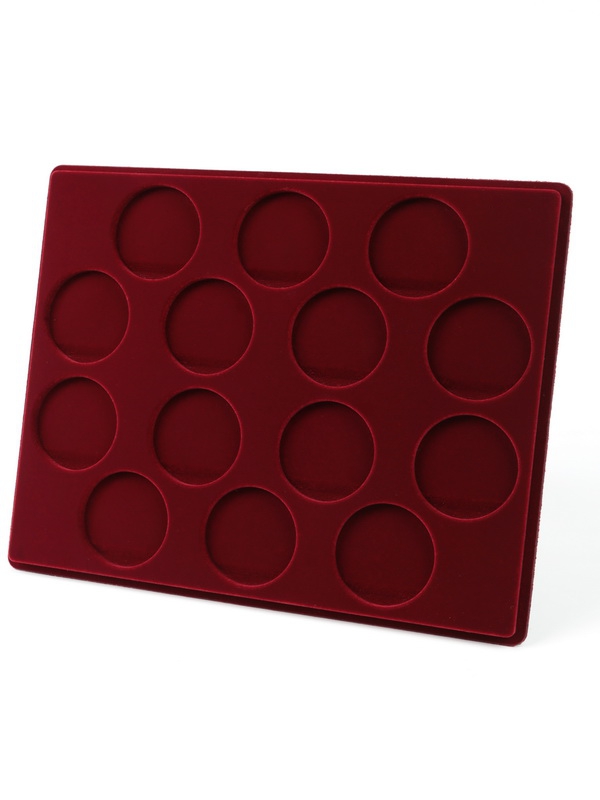 Планшет S (234х296х12 мм) для 14 монет в капсулах CAPS 47 Leuchtturm. Диаметр ячейки 53 мм, тёмно-бордовый  Планшет S (234х296х12 мм) для 14 монет в капсулах CAPS 47 Leuchtturm. Диаметр ячейки 53 мм, тёмно-бордовый