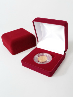  Футляр (80х80х40 мм) для одной монеты в капсуле (диаметр 44 мм), светло-бордовый