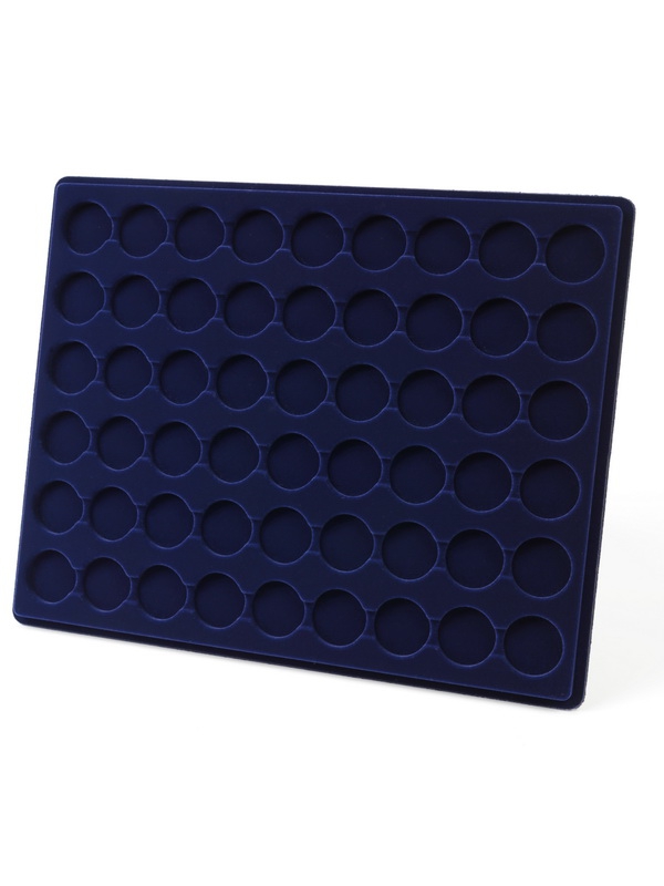  Планшет S (234х296х12 мм) для 54 монет в капсулах CAPS 21,5 Leuchtturm. Диаметр ячейки 27,5 мм, тёмно-синий