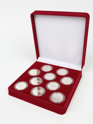 Футляр (186х192х50 мм) на 10 монет в капсулах (диаметр 44 мм)