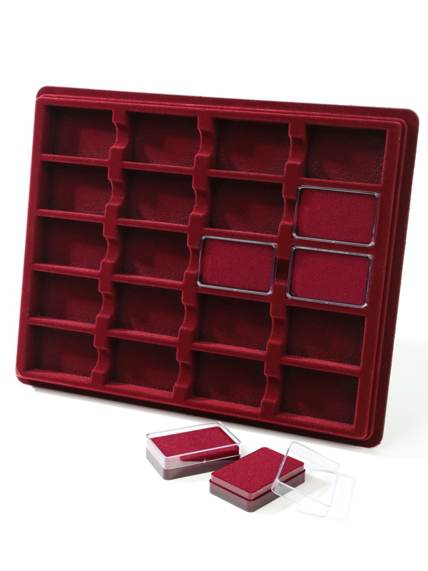  Планшет S (243х304х21 мм) на 20 ячеек для пластиковых капсул 38х58х17 мм, тёмно-бордовый