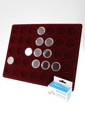 Планшет S (234х296х12 мм) для 35 монет в капсулах CAPS 26 Leuchtturm. Диаметр ячейки 32,5 мм Планшет S (234х296х12 мм) для 35 монет в капсулах CAPS 26 Leuchtturm. Диаметр ячейки 32,5 мм